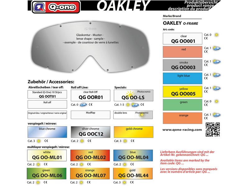 POLYWEL Ersatzglas OAKLEY O-Frame MX, gelb