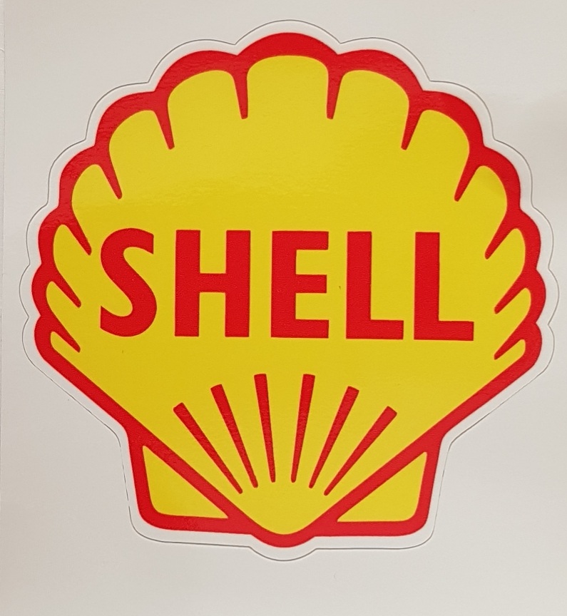 SHELL Aufkleber: Muschel (altes Logo) 8,5x8,5cm, gelb/rot