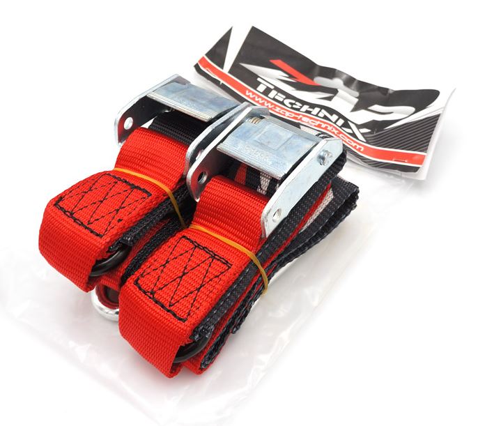 ZAP Spanngurte (Paar) mit Schlaufe und Karabiner, 40mm, rot