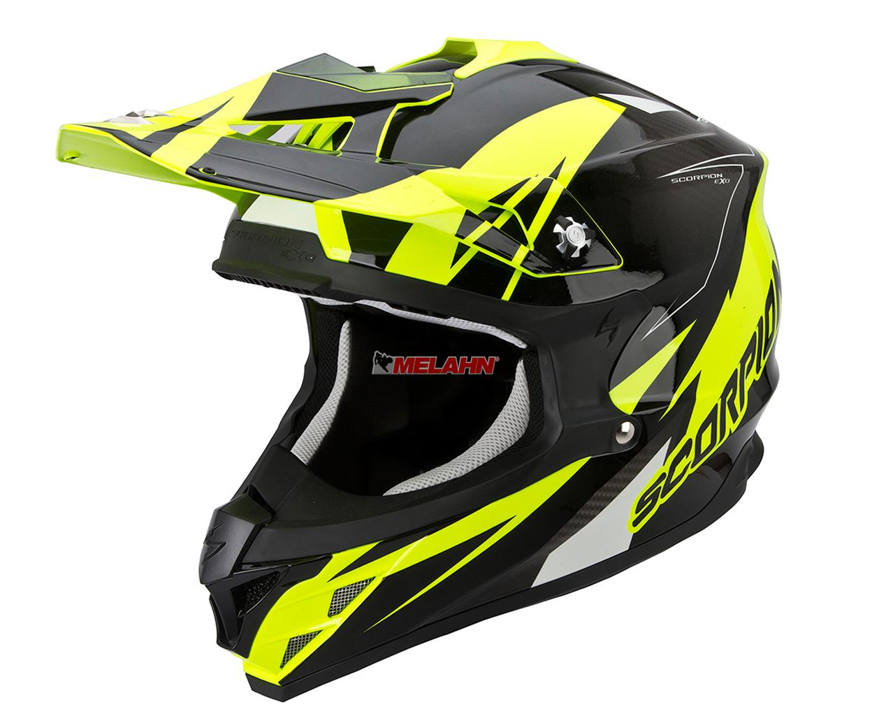SCORPION Helm: VX-15 Evo Air Krush, neon-gelb/schwarz.