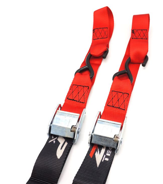 ZAP Spanngurte (Paar) mit Schlaufe und Karabiner, 40mm, rot