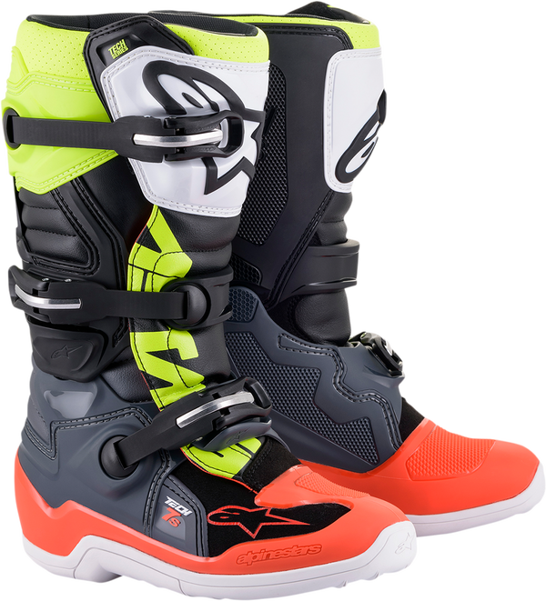 ALPINESTARS Kids Stiefel: Tech 7S, orange/grau/neon-gelb