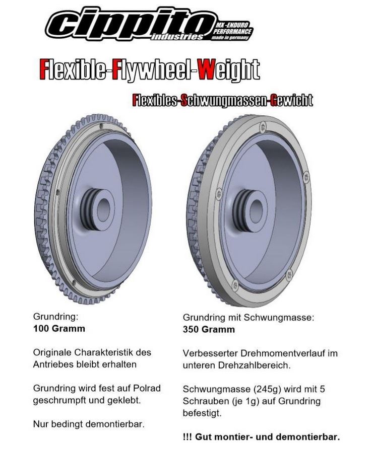 CIPPITO Flexible Schwungmasse für KTM/HSQ/GG Enduro 250/300, 2017-2023