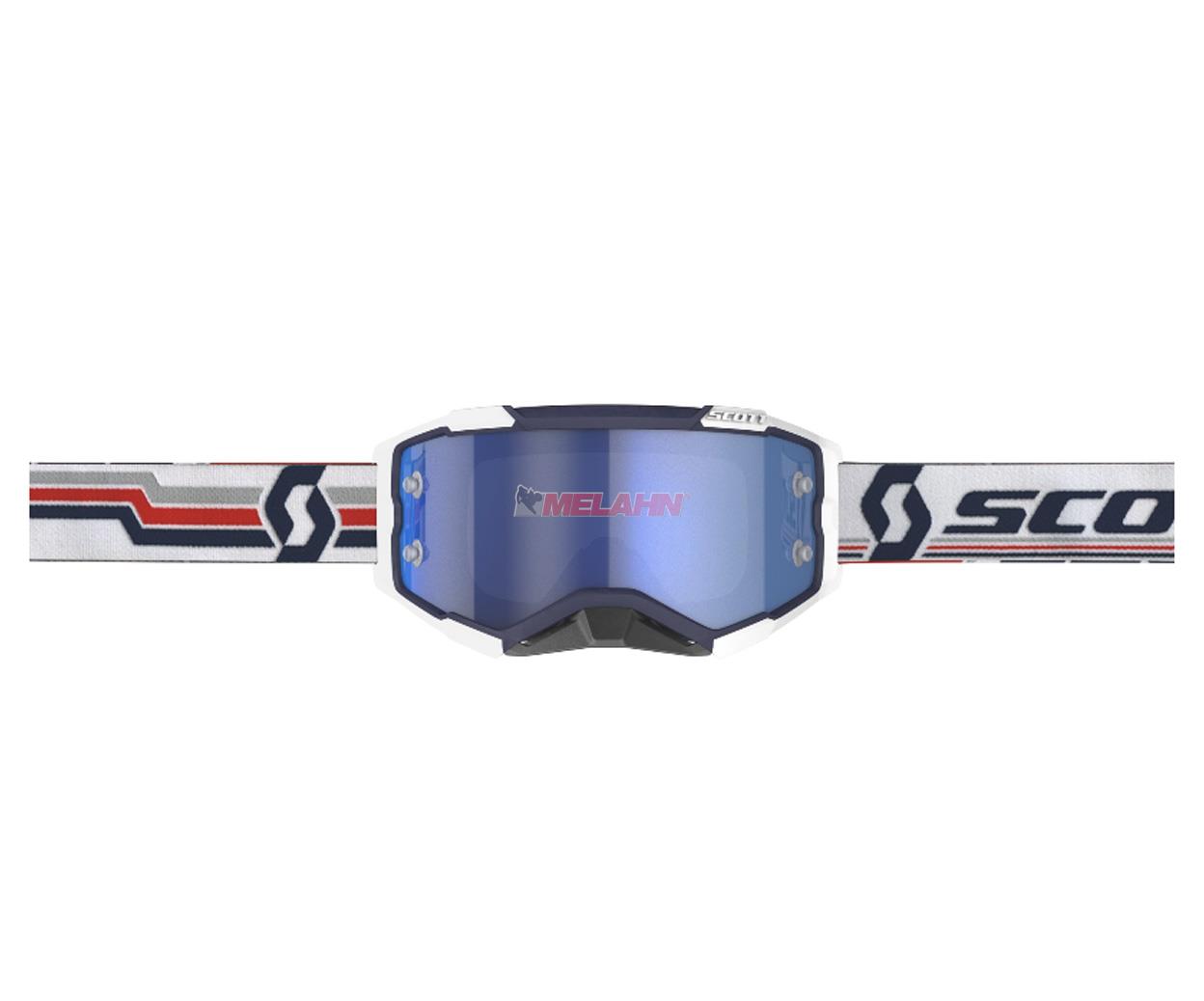 SCOTT Brille: Fury, weiß/blau/rot, electric blue verspiegelt