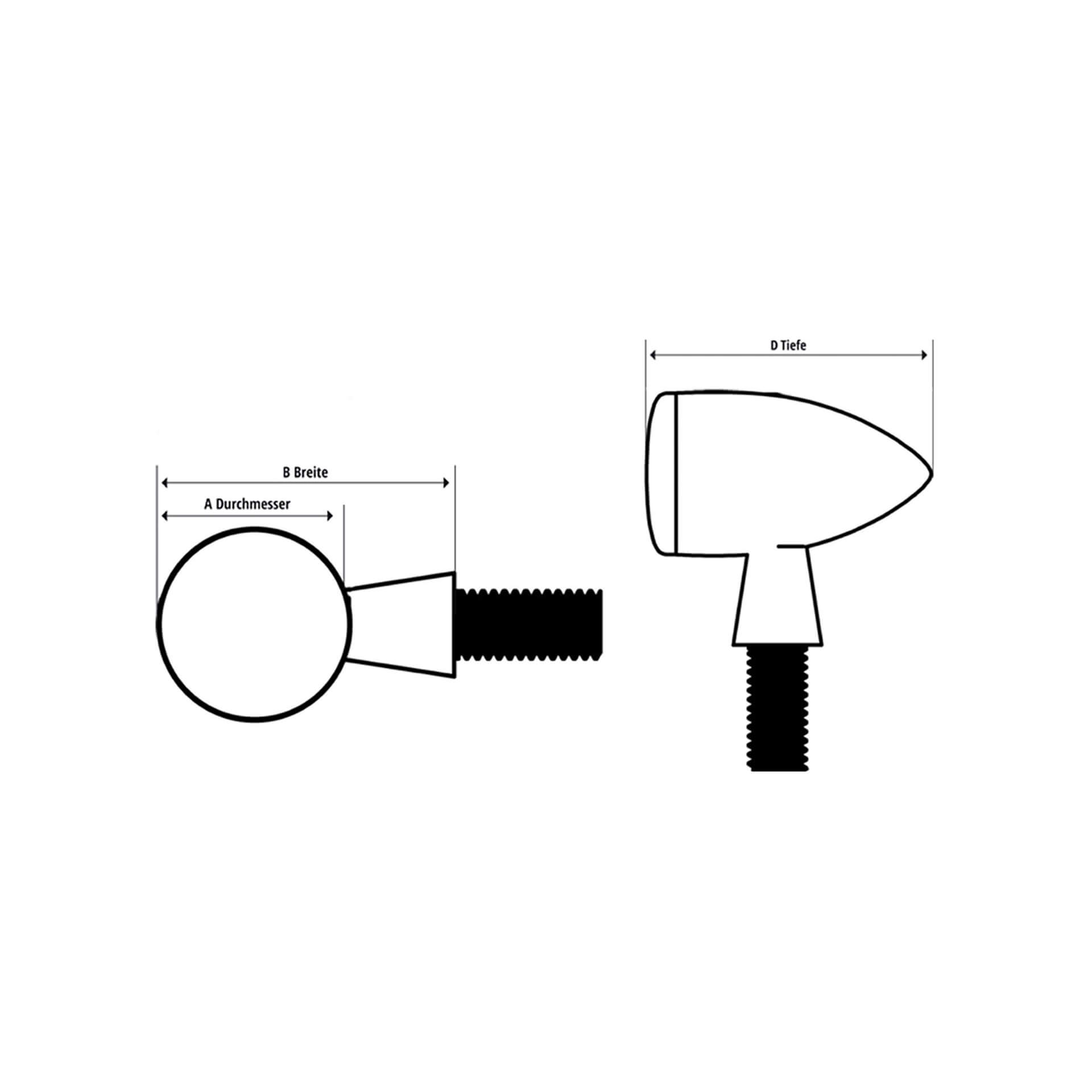 SHIN YO LED-Blinker (Paar): Peak, kurz (66mm) weißes Glas, schwarz