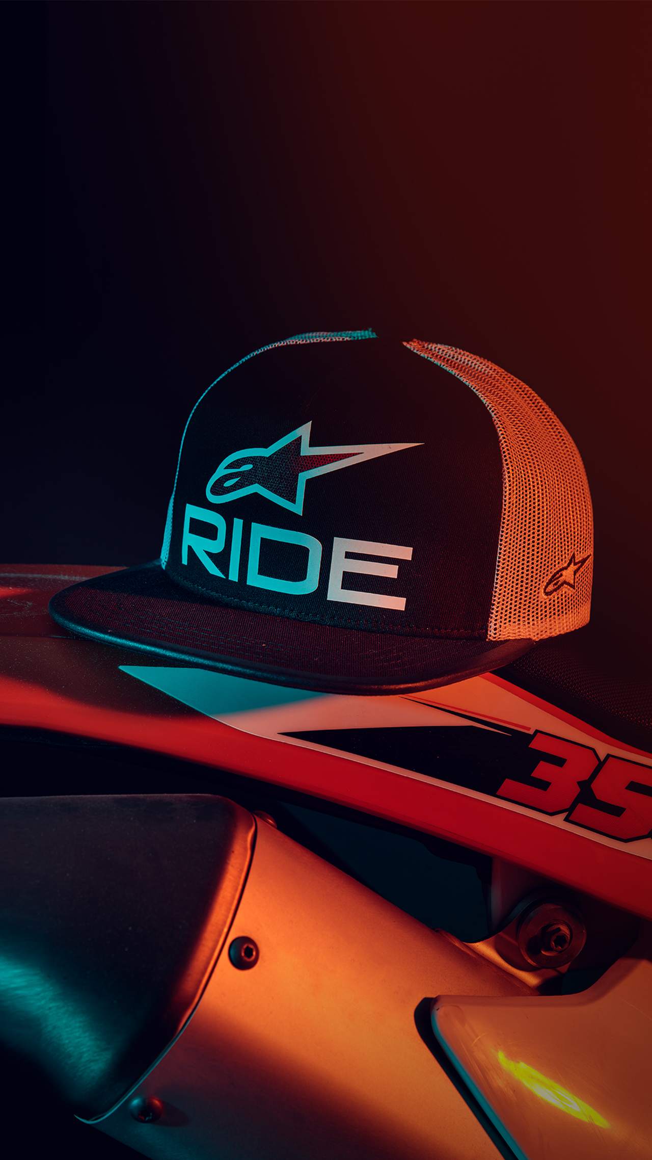 ALPINESTARS Trucker Cap: Ride 4.0, schwarz/weiß/rot