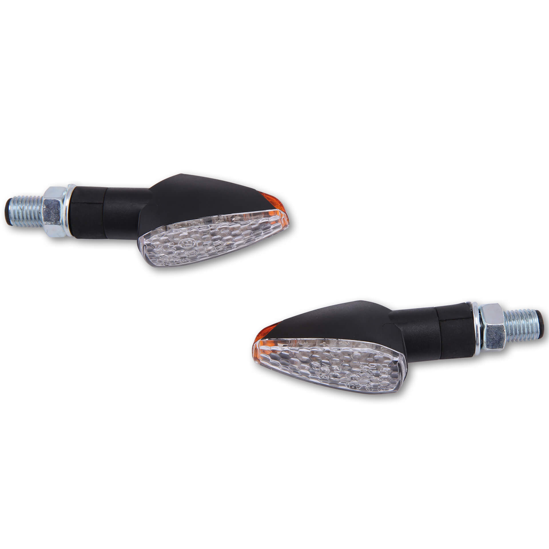 SHIN YO LED-Blinker (Paar): Peak, kurz (66mm) weißes Glas, schwarz