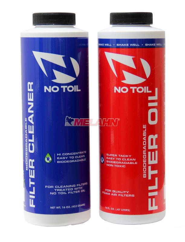 NO TOIL Luftfilter-Pflegeset: Reiniger 0,5l + Öl 0,5l