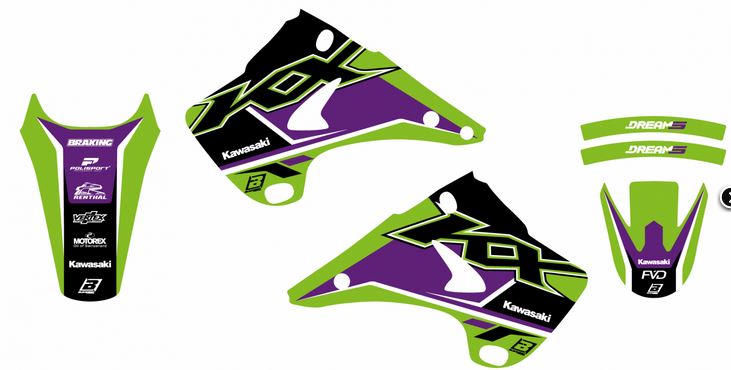 BLACKBIRD Dekor-Kit: Dream 5 für Kawasaki KX 125/250 2003-2008