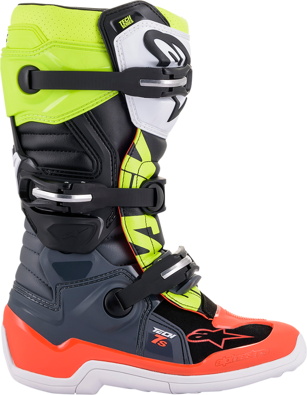 ALPINESTARS Kids Stiefel: Tech 7S, orange/grau/neon-gelb