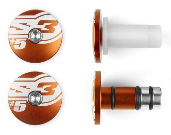 S3 Aluminium-Lenkerstopfen (Paar) 14mm mit Lagerfunktion, orange