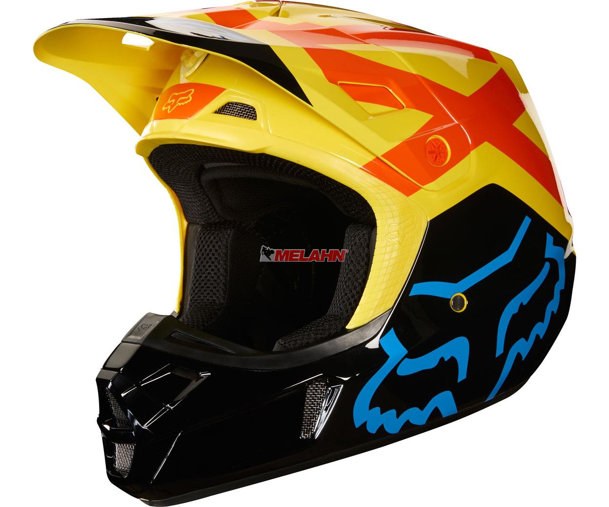 FOX Helm: V2 Preme, schwarz/gelb, Größe M