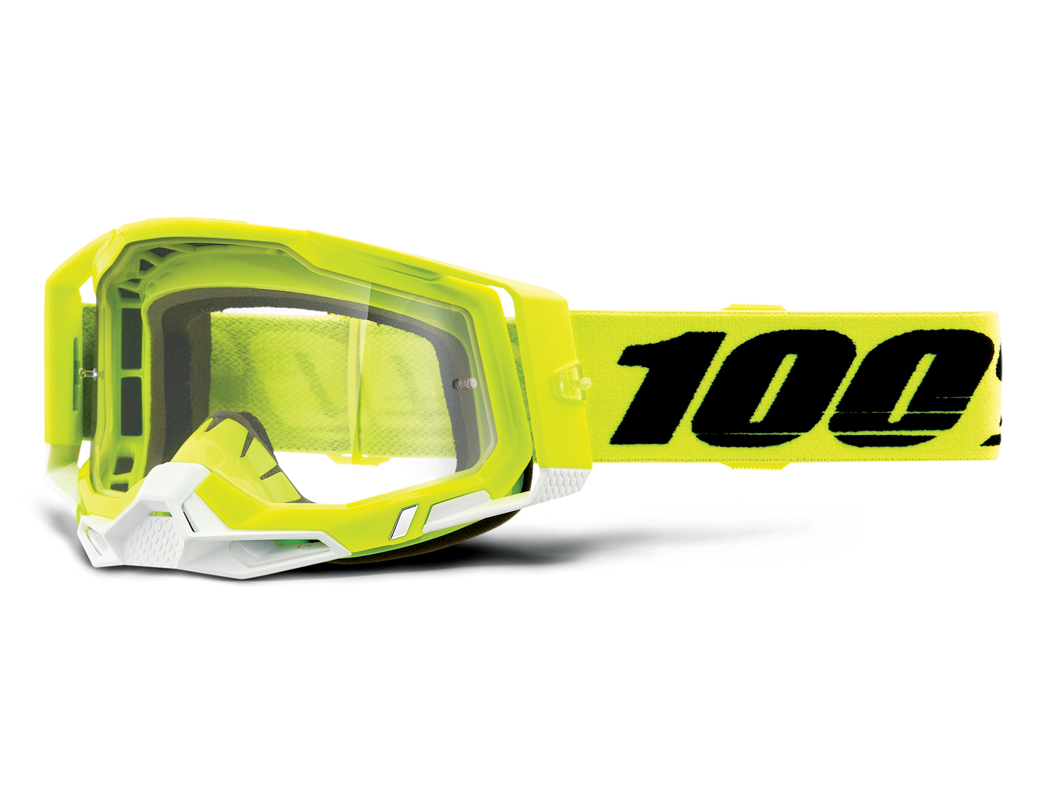 100% Brille: Racecraft 2 Fluo Yellow, neon-gelb/schwarz, rot-verspiegelt