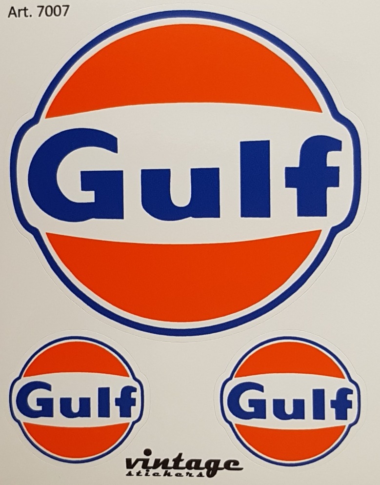 GULF Aufkleber-Kit 3-teilig, orange/weiß/blau